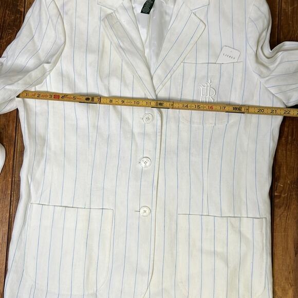 Women’s Ralph Lauren white linen pin stripe jacket size 16 NWT - Picture 5 of 8